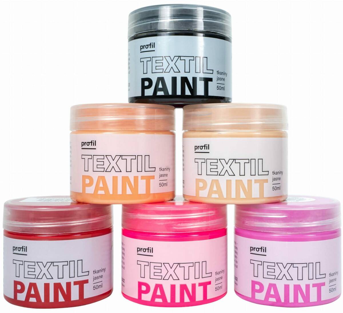Zestaw farb 6x50ml do jasnych tkanin
