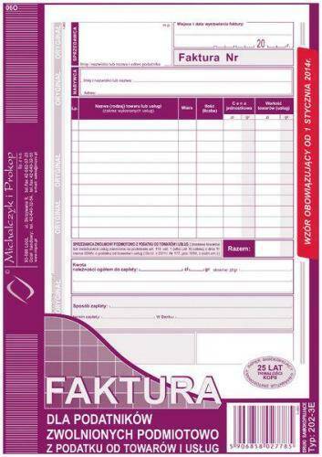 Druk Faktura dla Zwolnionych z pod. A5