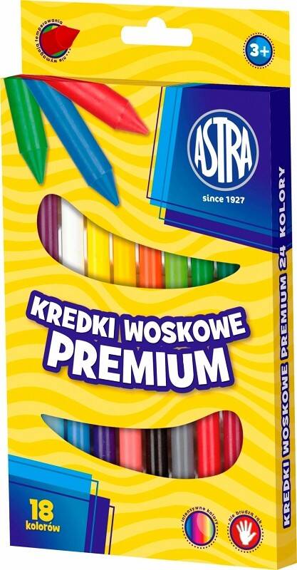 Kredki Woskowe PREMIUM 18 kol. ASTRA