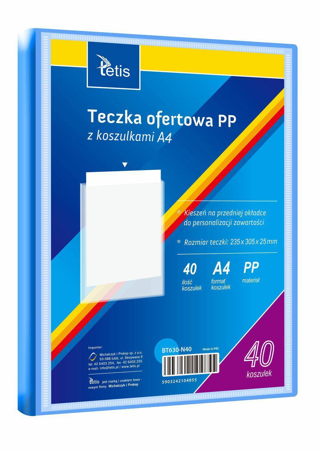 Teczka oferowa A4 PP niebieska 40