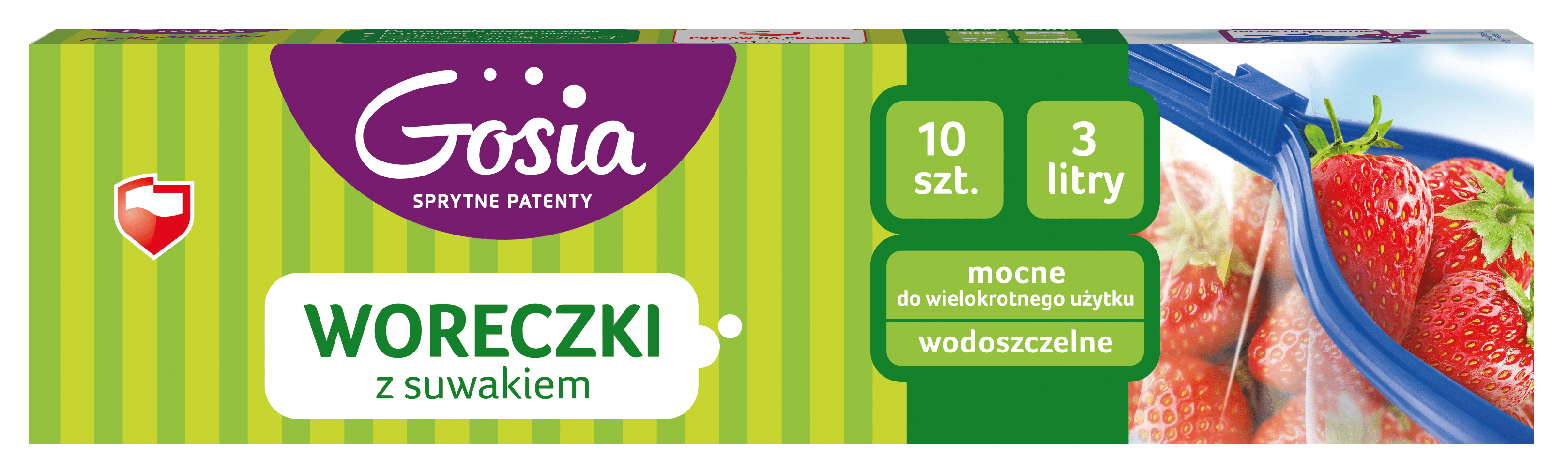 Torebki strunowe z suwakiem Gosia, przezroczyste, 3l, 28x25cm, 10 szt.
