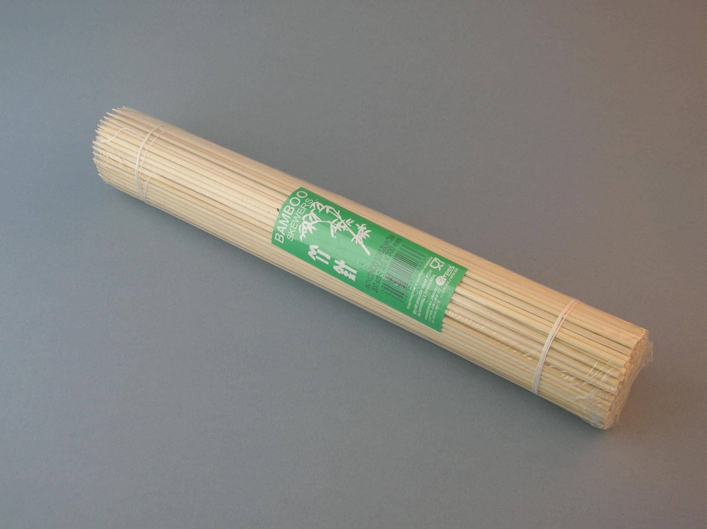 Patyczki do szaszłyków, drewniane, 25cm, 200 szt.