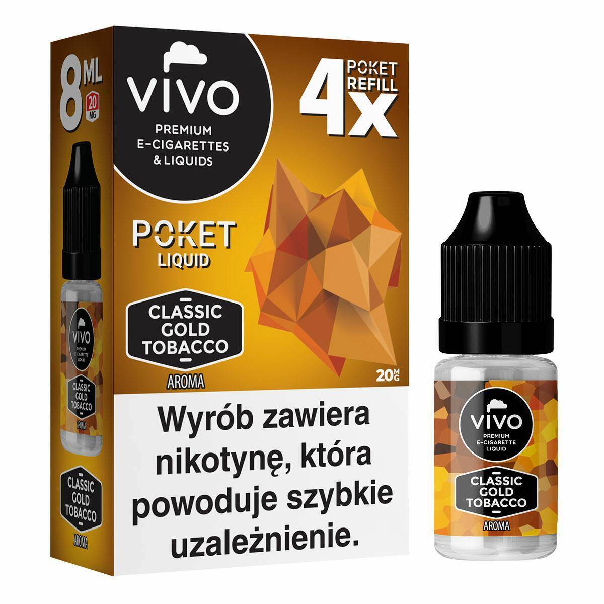 E-liquid VIVO POKET- Classic Gold Tobacco x4/20mg/8ml
