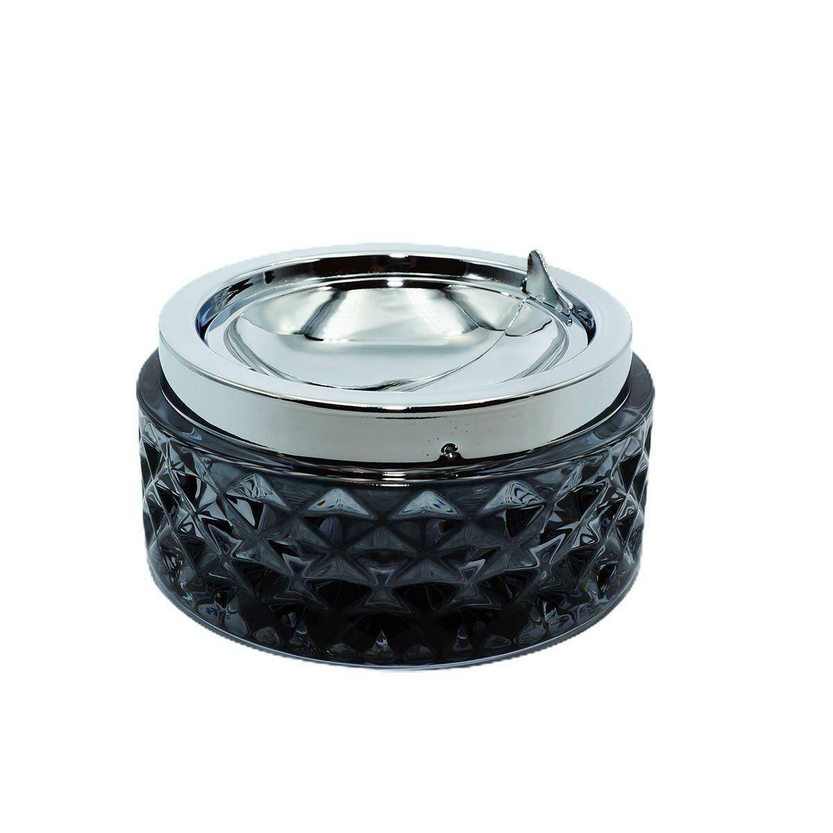 Ashtray with a latch - Glass/Grey