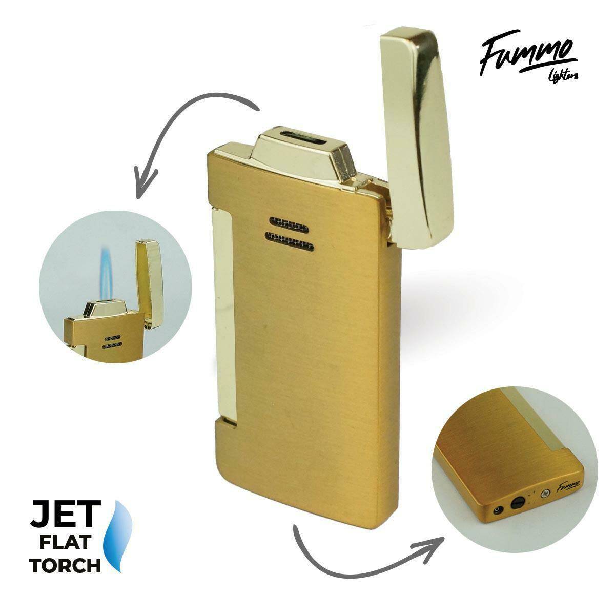 Lighter - Fummo Rockley (Flat Torch Flame/Gold)