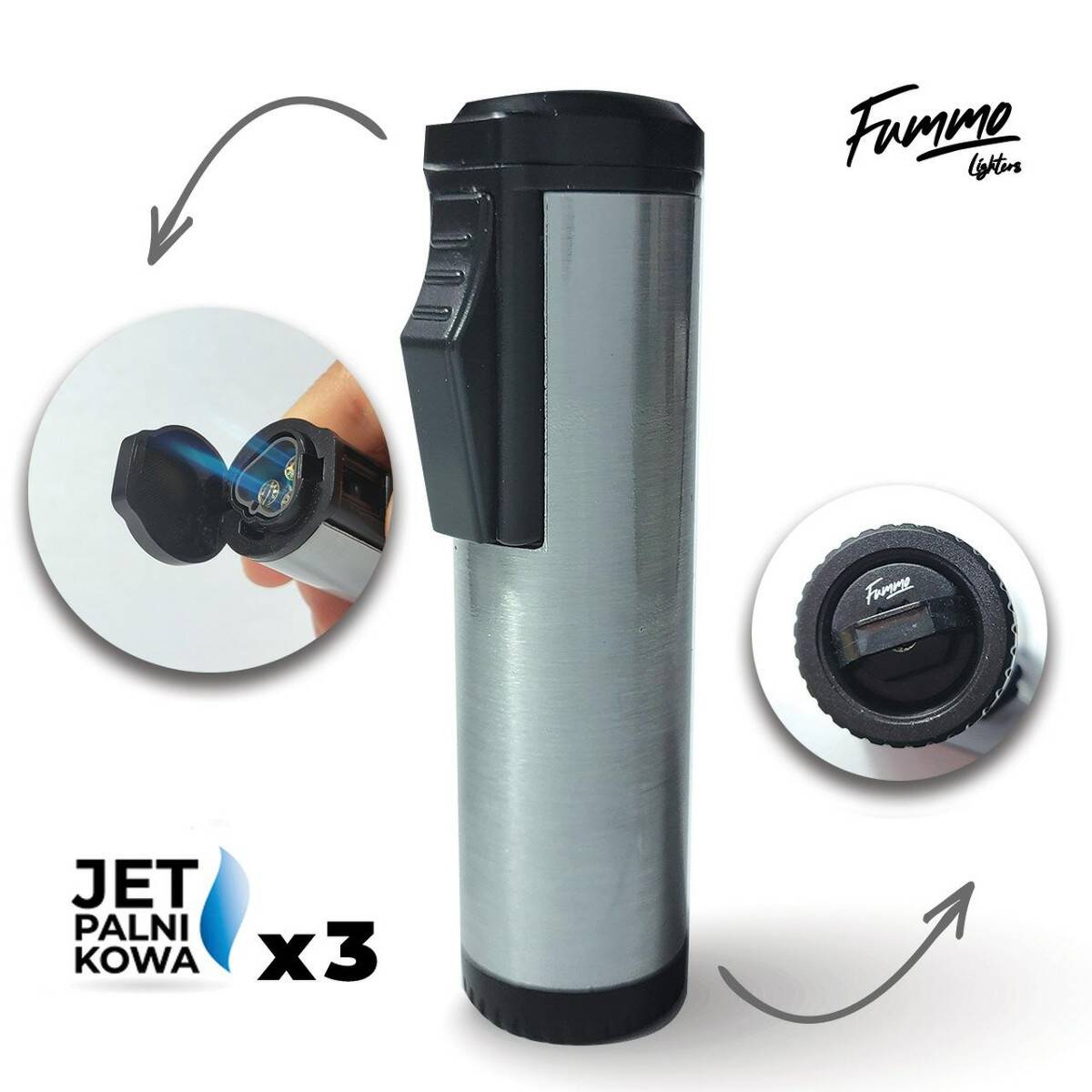 Lighter - Fummo Coraki (3 Jet/Silver)