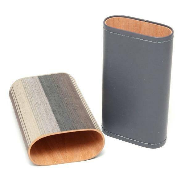 Angelo - Case for 3 cigars - leather/wood