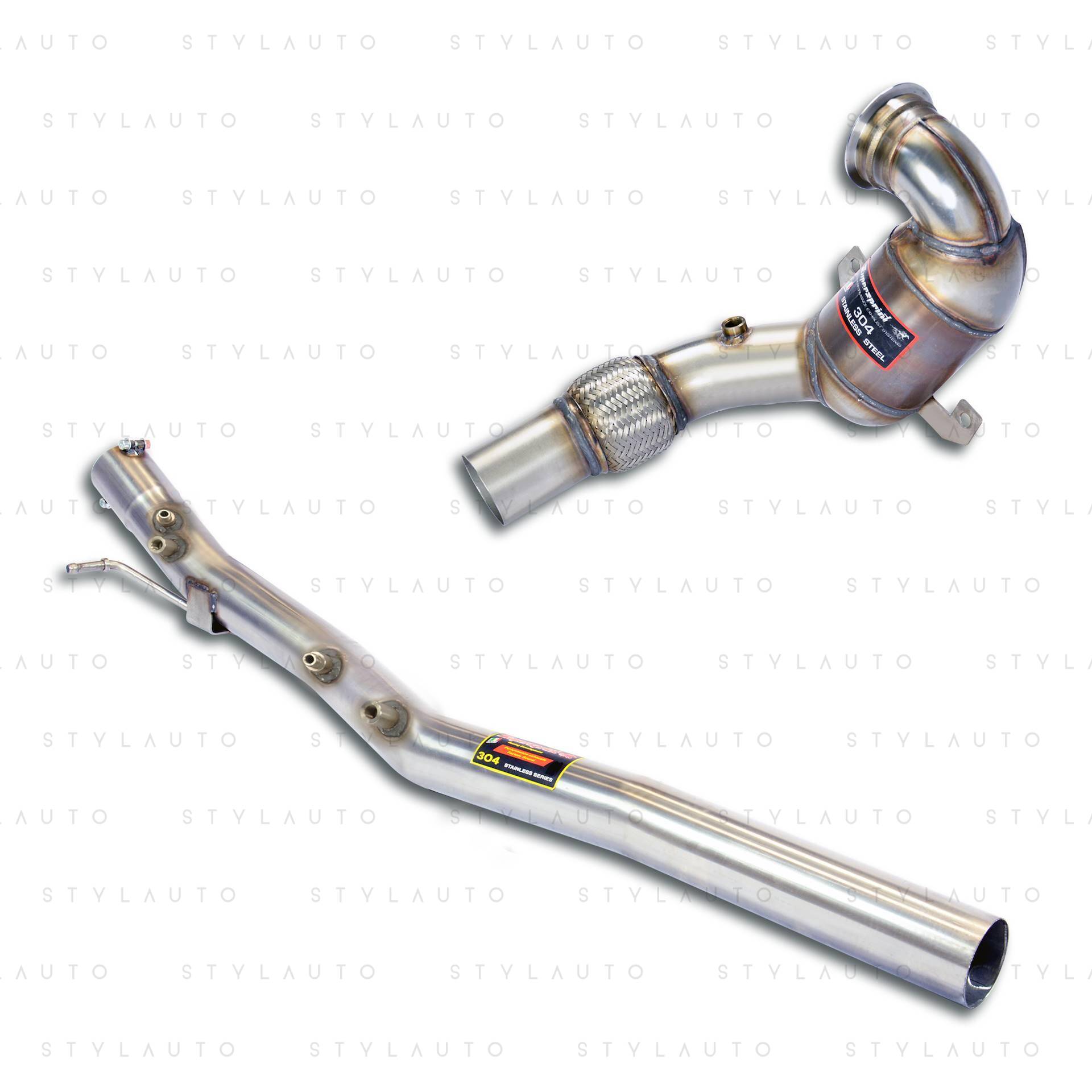 Supersprint Turbo downpipe zestaw z katalizatorem metalicznym HJS Supersprint 200 CPSI (łączy turbinę z środkową częścią układu)