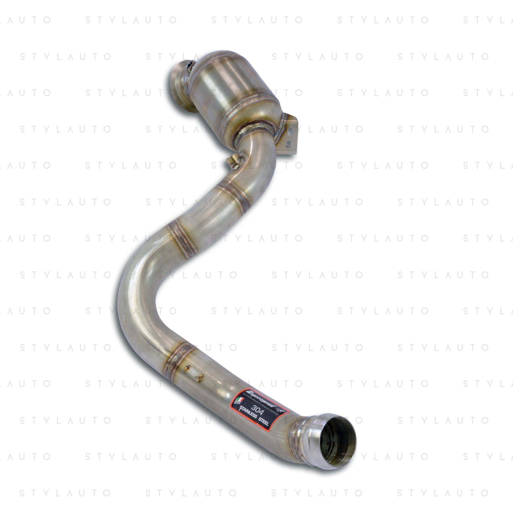 Supersprint Downpipe - łączy kolektor z środkową częścią układu (z katalizatorem głównym 200CPSI, eleiminuje katalizator wtórny + GPF) str. lewa