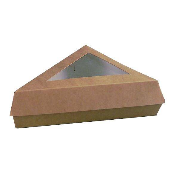 Pudełko brązowe trójkątne z okienkiem