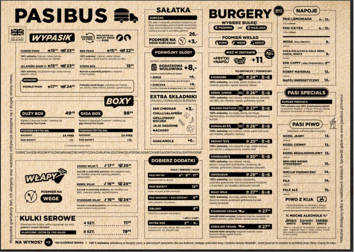 PASI-MARKETING menu A4 PCW 1mm wersja M2