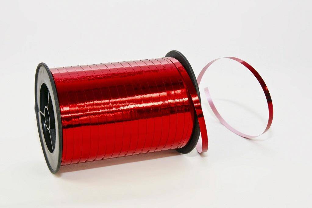 Wstążka 5mm 250yd metaliczna czerwona