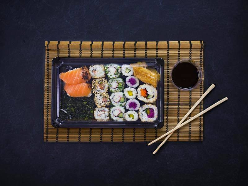 Sushi set 4 PLA 21,2x13,8x4cm z pokrywką