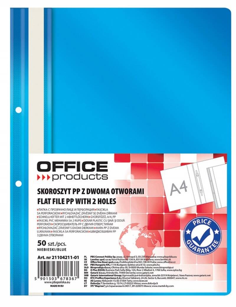 Skoroszyt OFFICE PRODUCTS, PP, A4, 2 otw