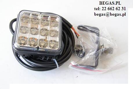 LAMPA BŁYSKOWA 12/24V 12LED Z UCHWYTEM