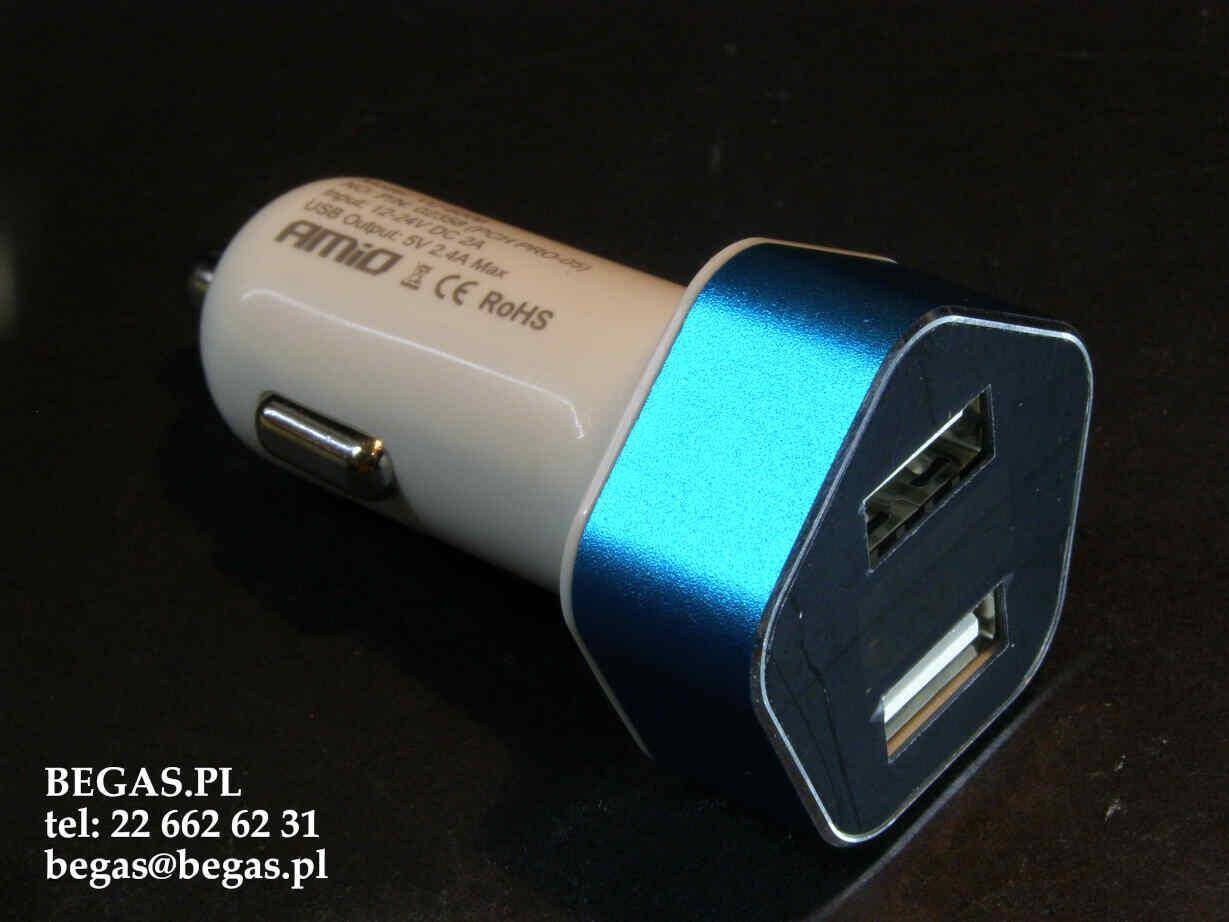 ŁADOWARKA SAM.2xUSB Z WOLTOMIERZEM AMIO