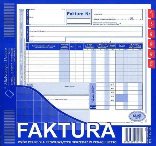 Faktura 2/3 A4 pełna