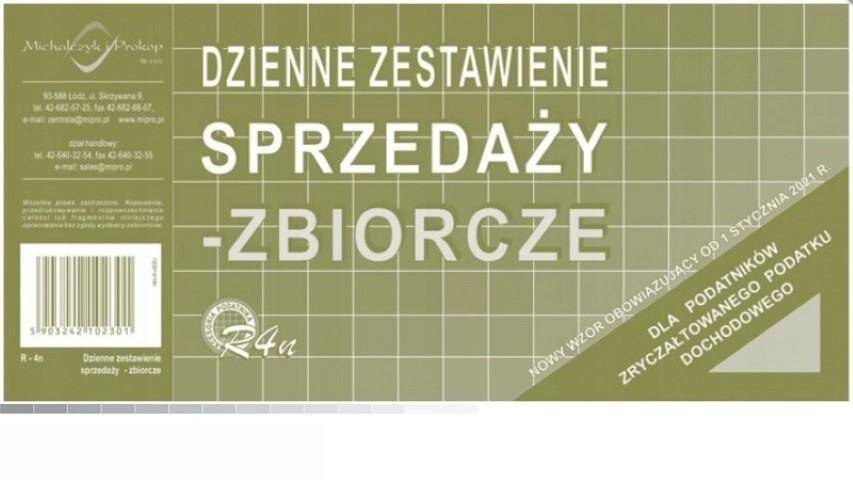 Dzienne zestawienie sprzedaży - zbiorcze