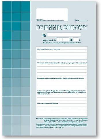 Dziennik budowy A4/40stron