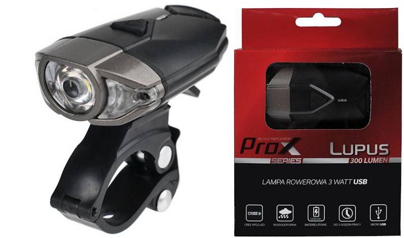 Lampa przód PROX LUPUS 1led 3W USB czarn