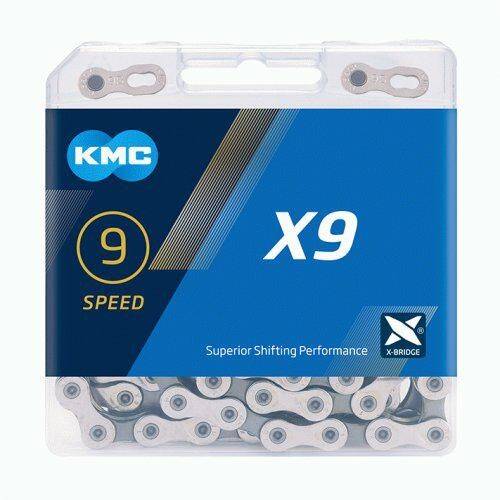Łańcuch KMC X9 sreb/szary x122 BOX