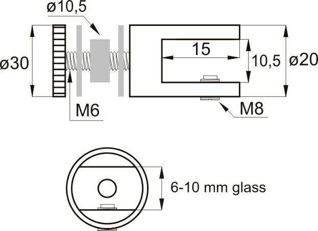 Wspornik szkła CYLINDRICAL mos. 6-10mm (Zdjęcie 3)