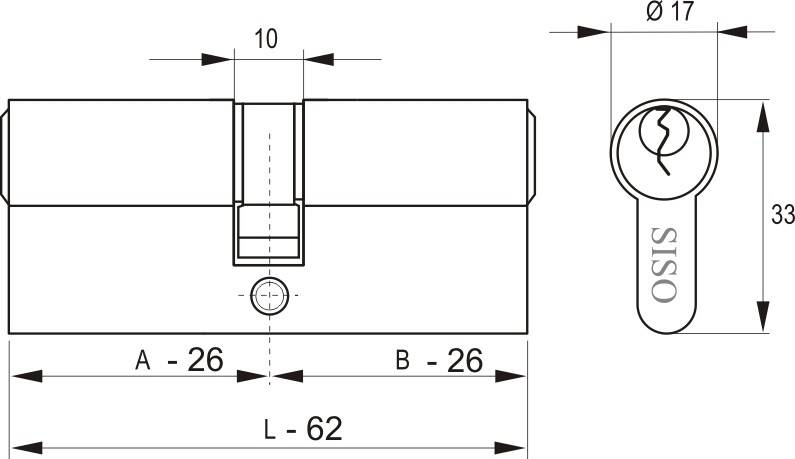 Wkładka patent sym. 62mm SS (Zdjęcie 3)