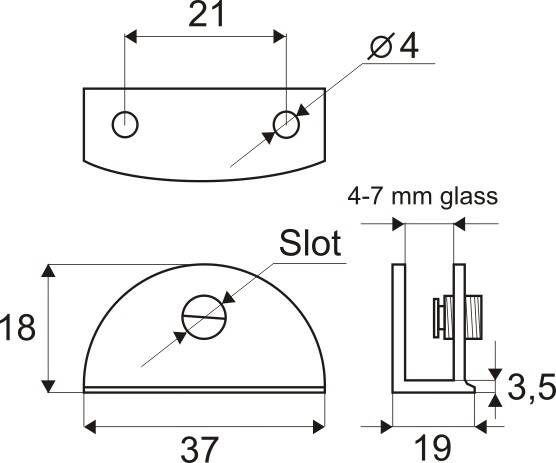 Wspornik szkła DOME mały 4-7mm chrom (Zdjęcie 3)