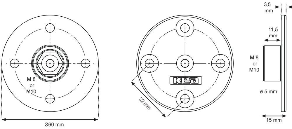 KEA złącze nogi stołu okrągły M10 (Zdjęcie 6)