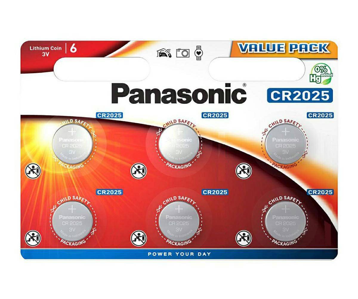 Bateria litowa Panasonic CR2025 (6 sztuk) (Zdjęcie 1)
