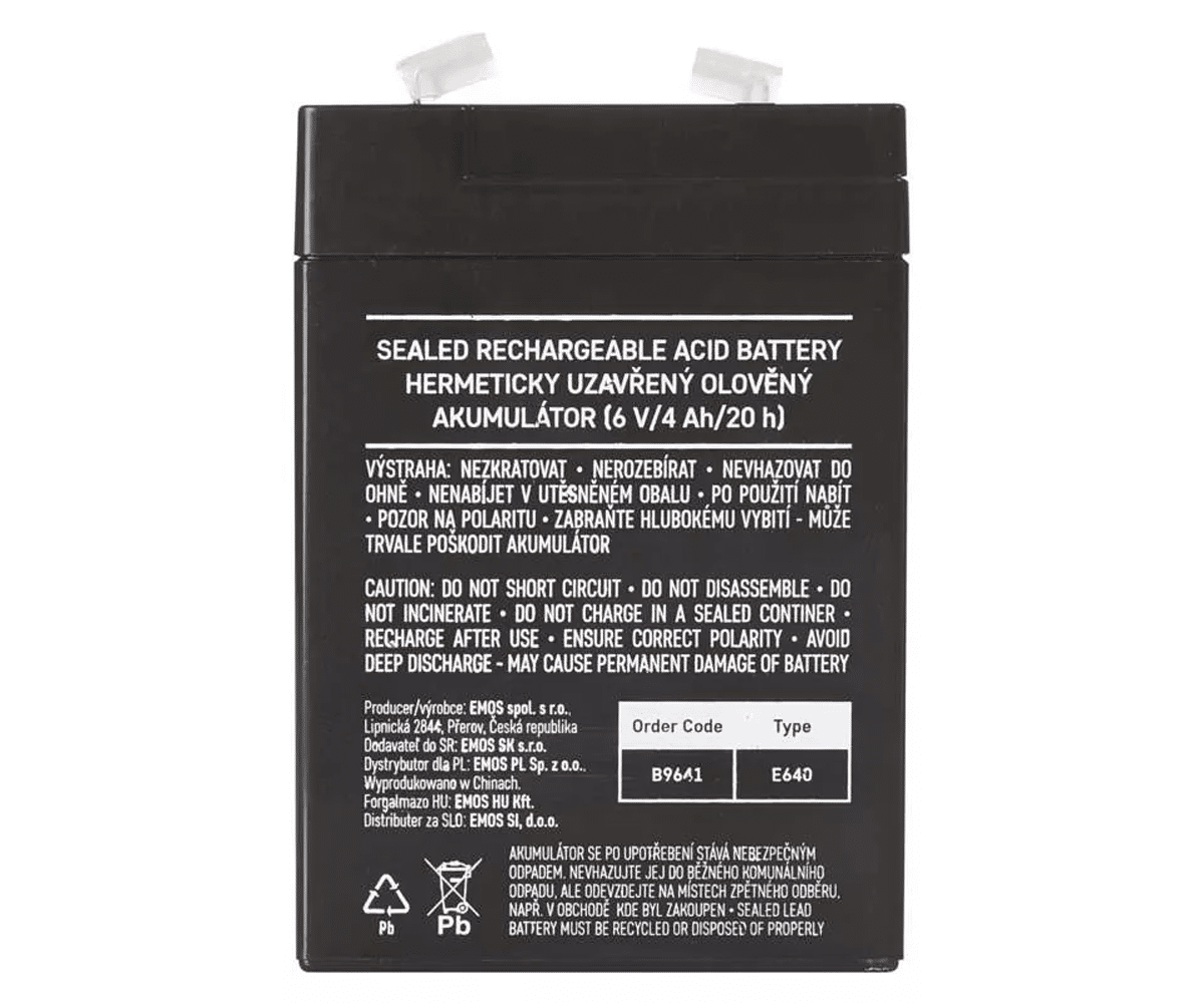 Akumulator żelowy 6,0V/4Ah EMOS B9641 (Photo 3)
