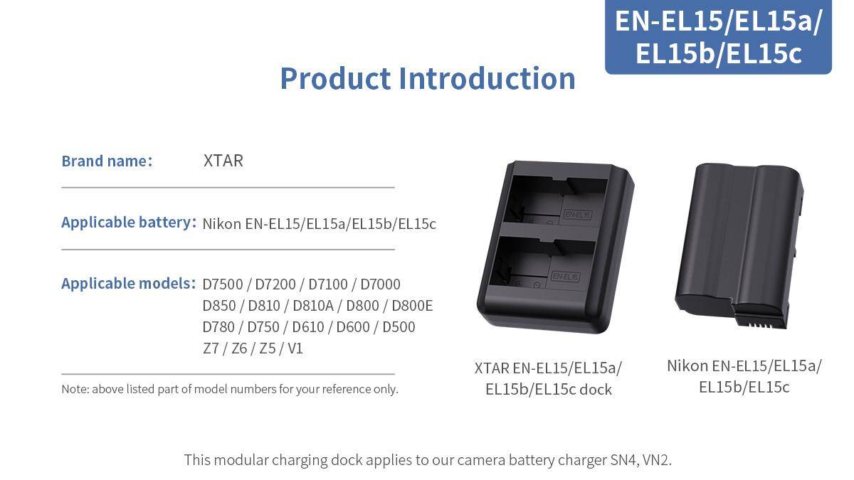 Adapter XTAR EN-EL15 do ładowarki SN4 (Zdjęcie 3)