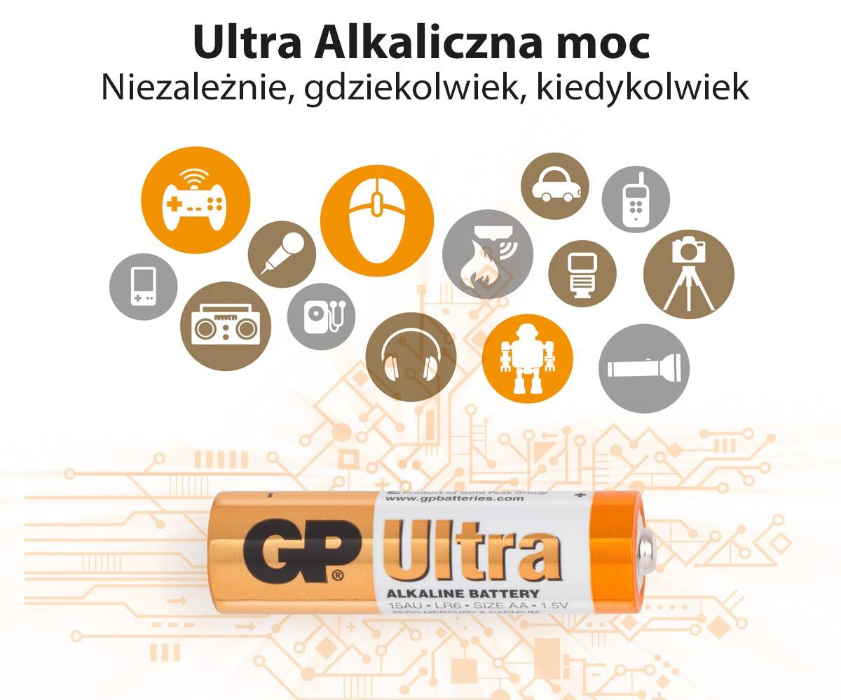 Bateria alkaliczna LR6 AA GP ULTRA (4 sztuki) (Zdjęcie 3)