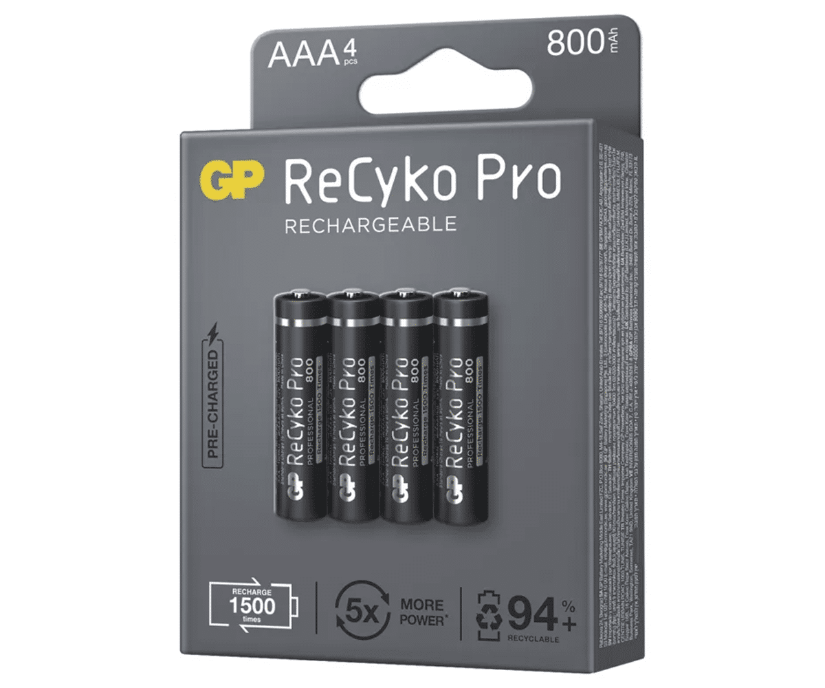 Akumulatorki GP Recyko PRO R03 AAA 800mAh (4 sztuki) (Zdjęcie 2)