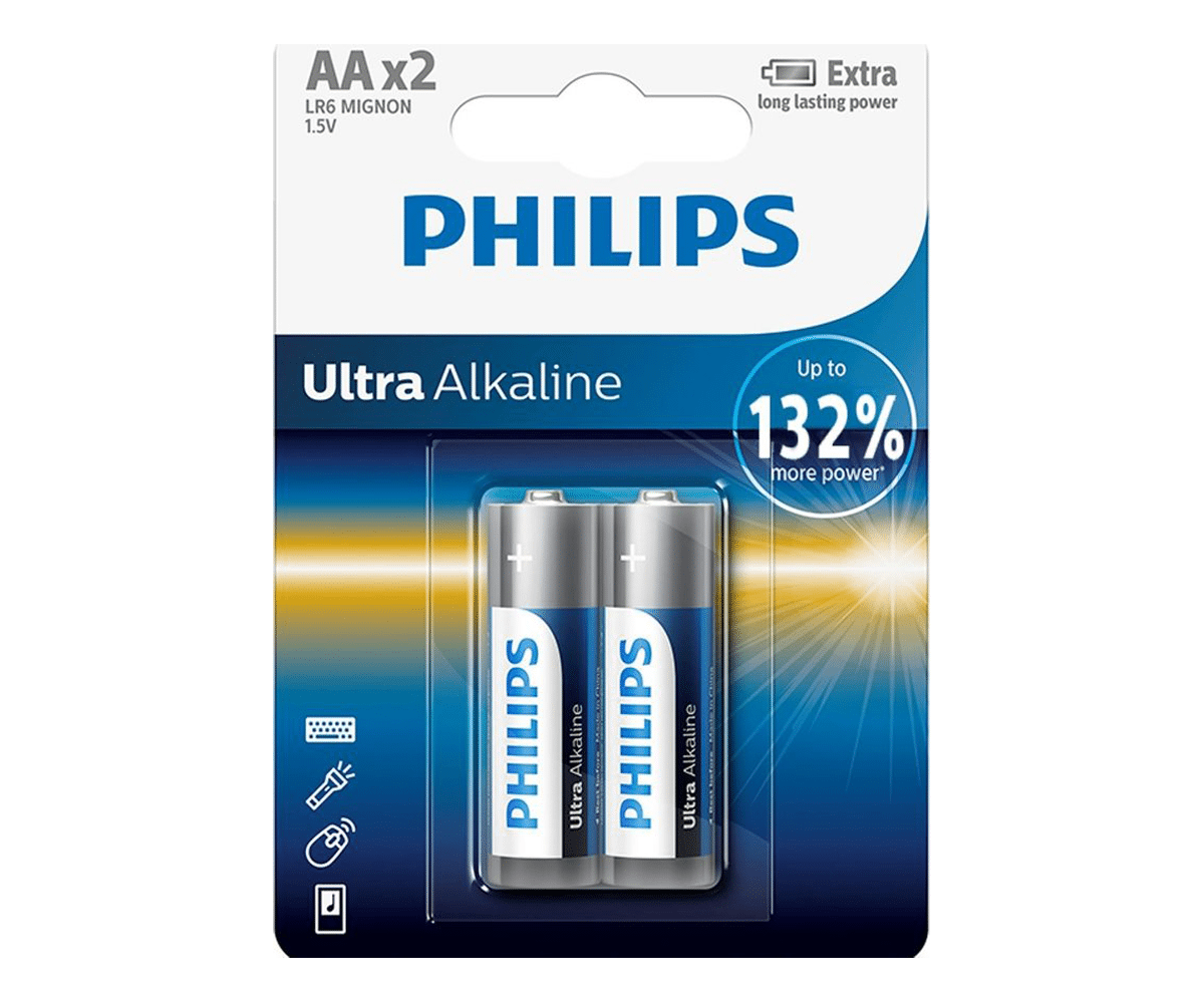 Bateria alkaliczna LR6 AA PHILIPS ULTRA (2 sztuki)