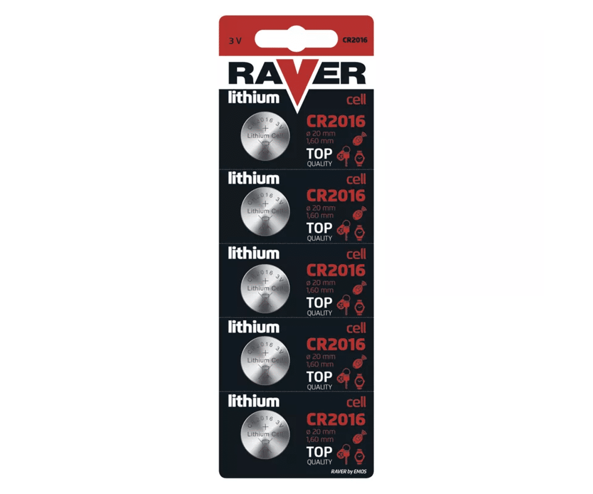 Bateria litowa RAVER CR2016 B7316 (5 sztuk)