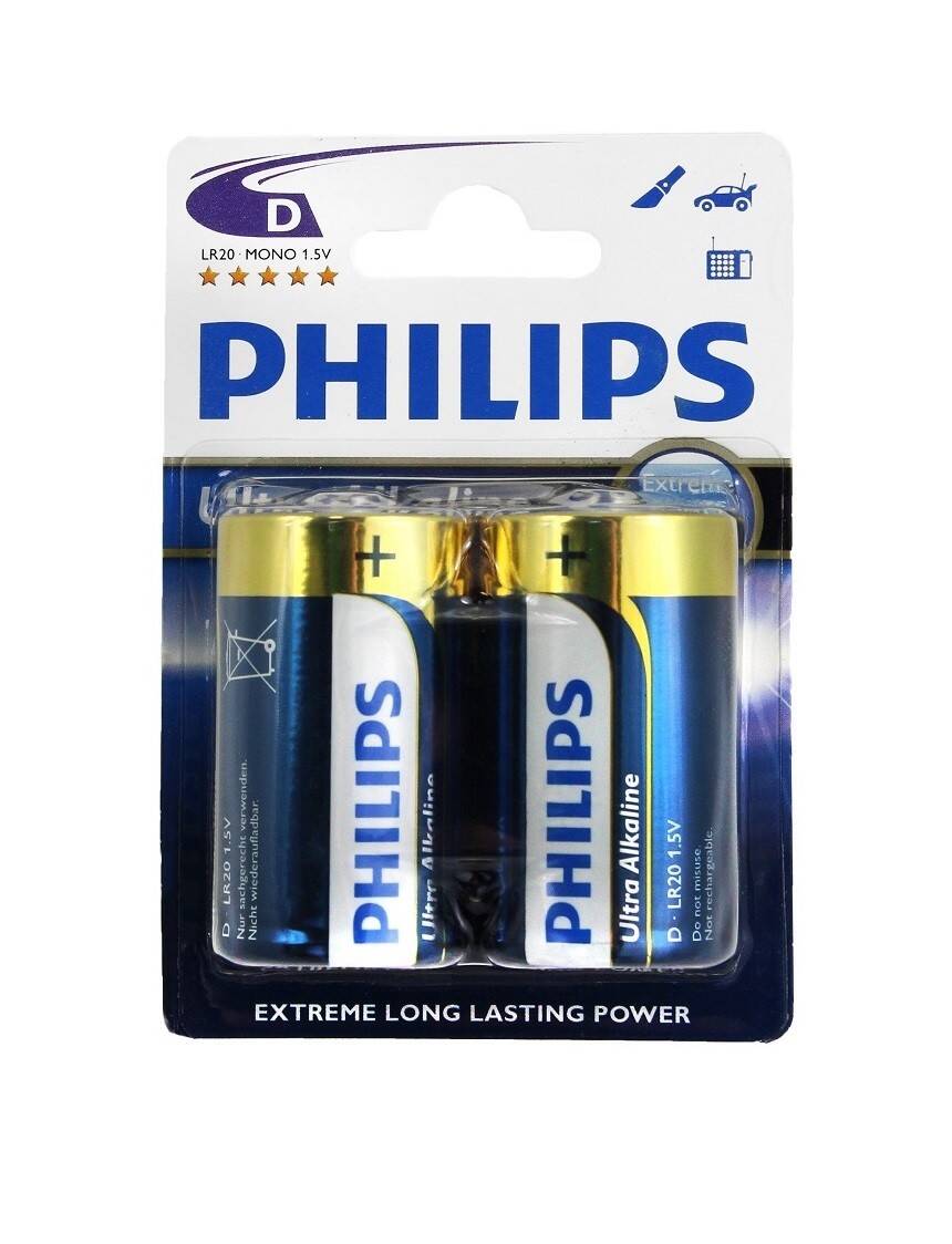 Bateria alkaliczna LR20 PHILIPS ULTRA (2 sztuki) (Zdjęcie 1)