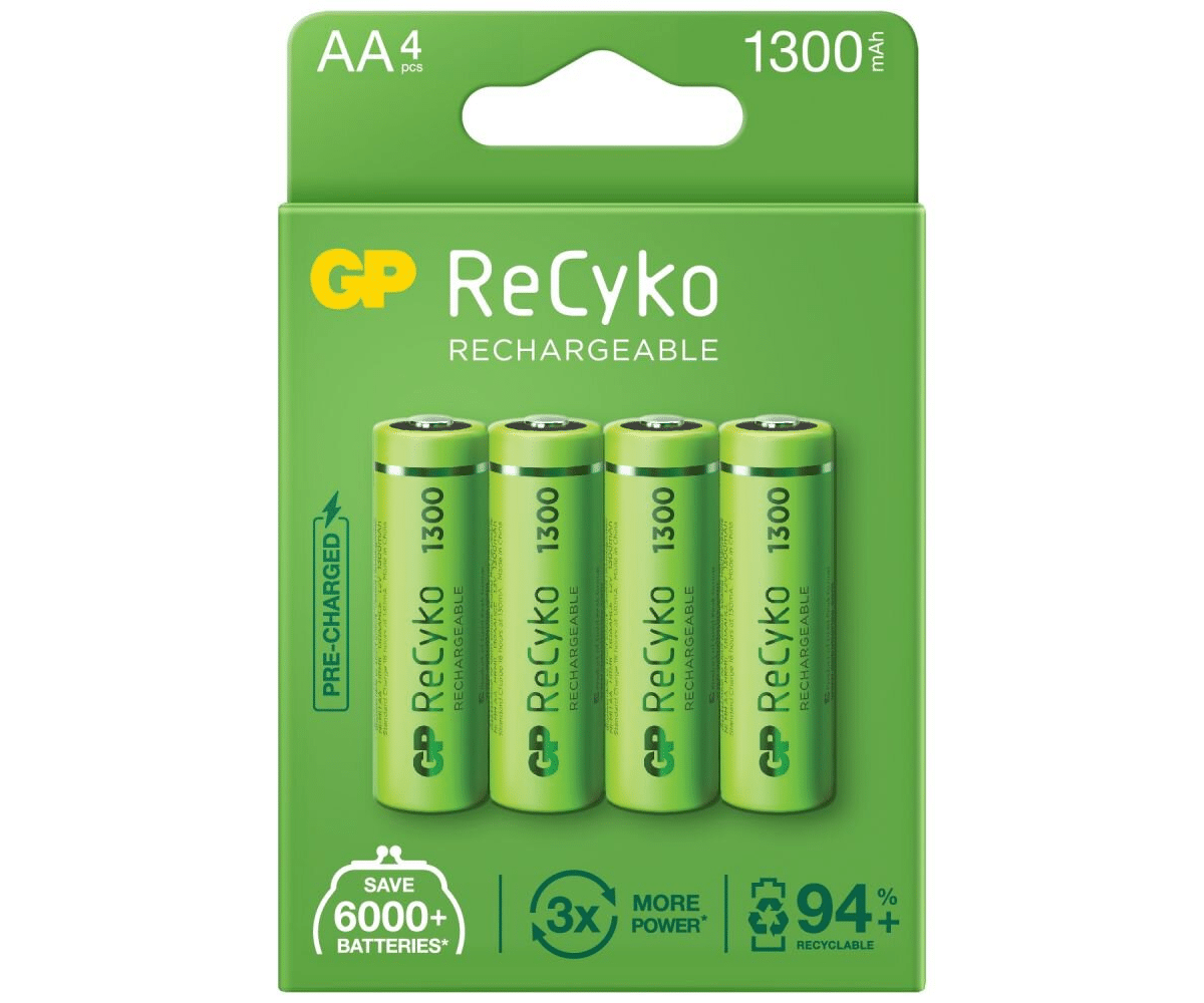 Rechargeable Battery GP Recyko R6 AA 1300mAh (4 units)