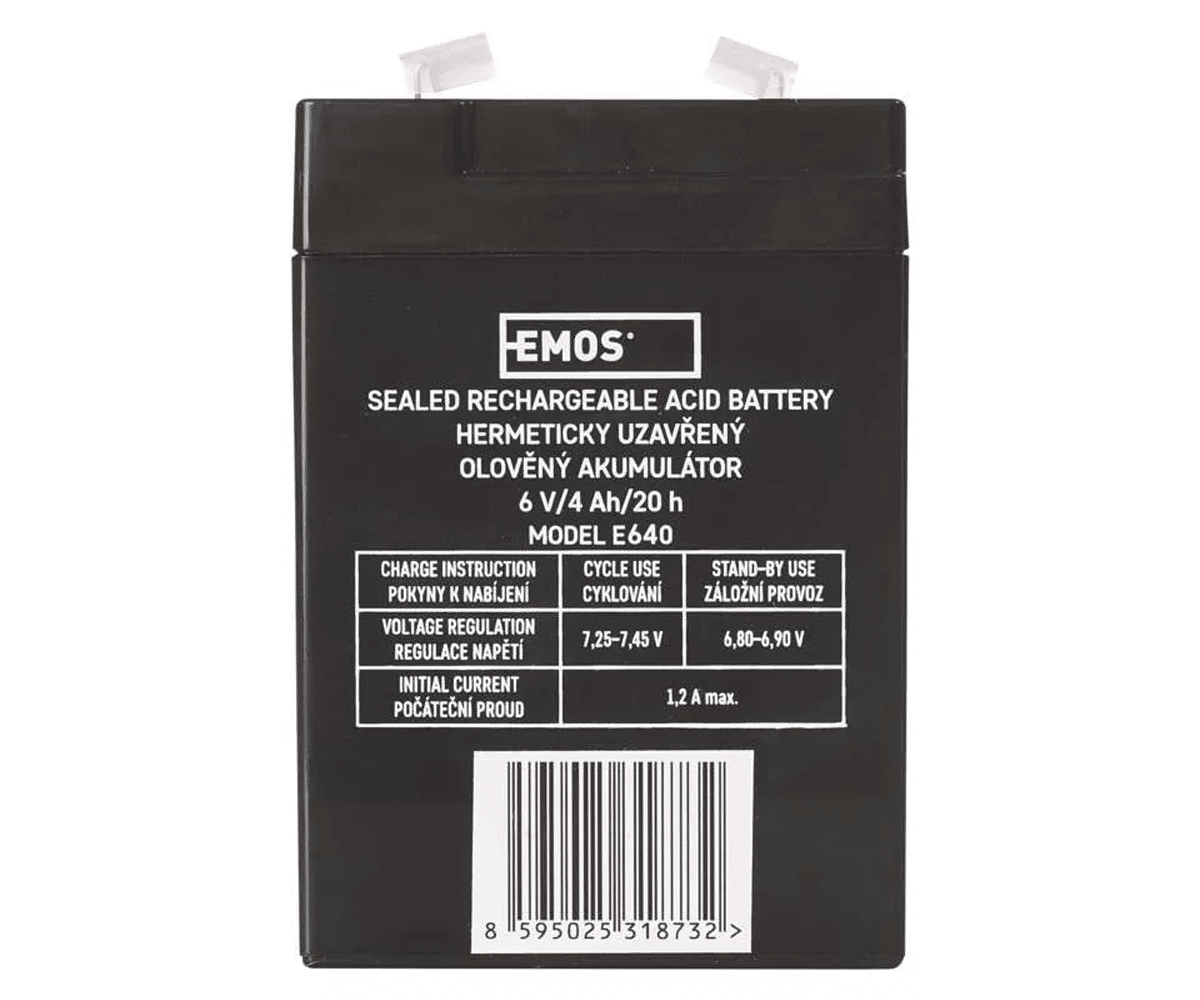 Akumulator żelowy 6,0V/4Ah EMOS B9641 (Zdjęcie 2)