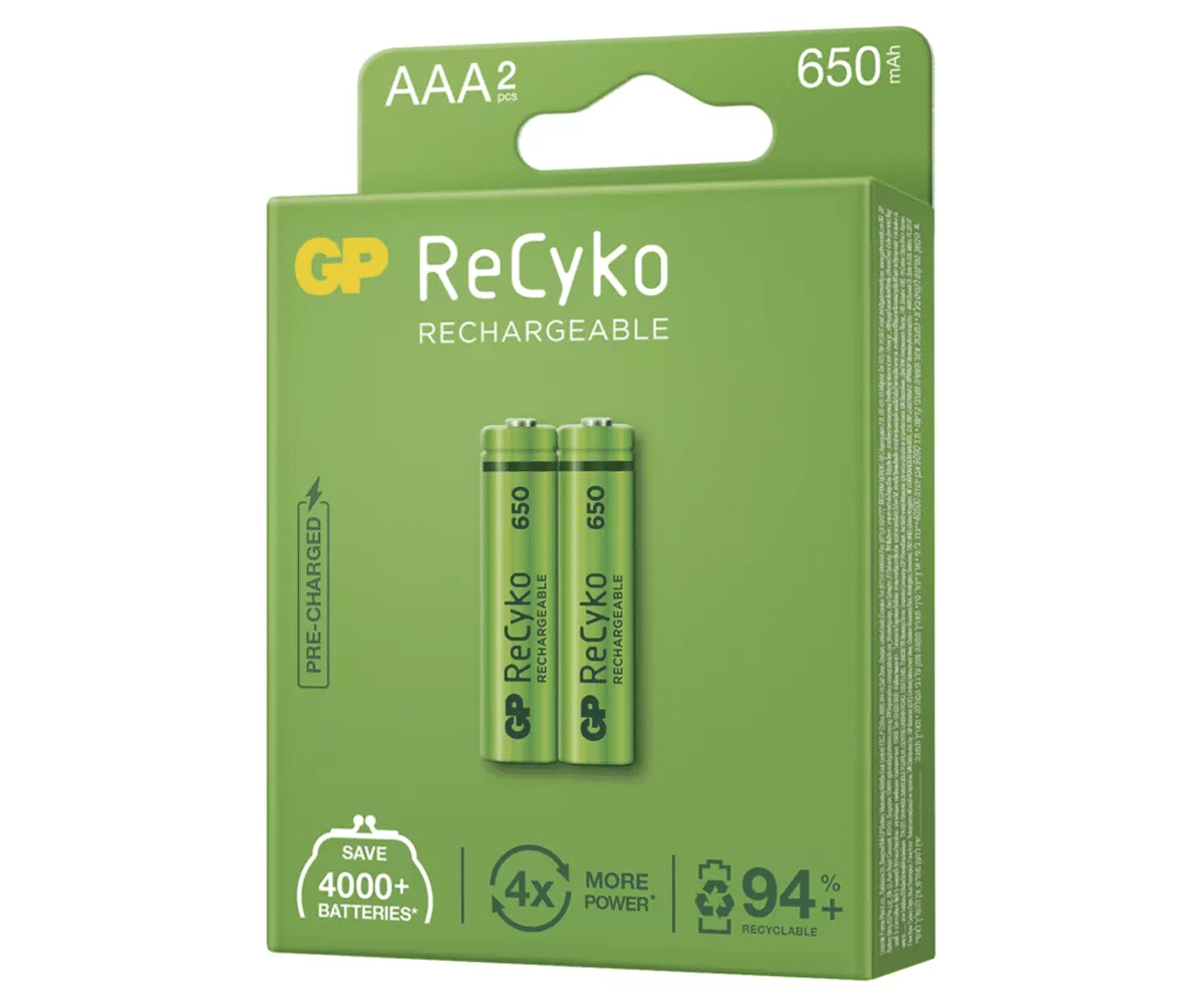 Akumulatorki GP Recyko R03 AAA 650mAh (2 sztuki) (Zdjęcie 2)