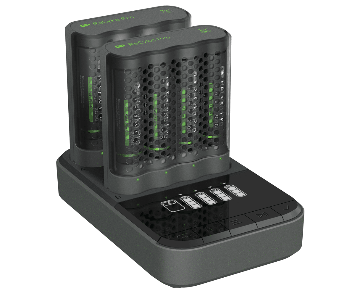 Ładowarka GP Pro P461 x 2  +  8 Akumulatorów GP Recyko PRO 2000mAh + Stacja Dokująca D861 (Zdjęcie 1)