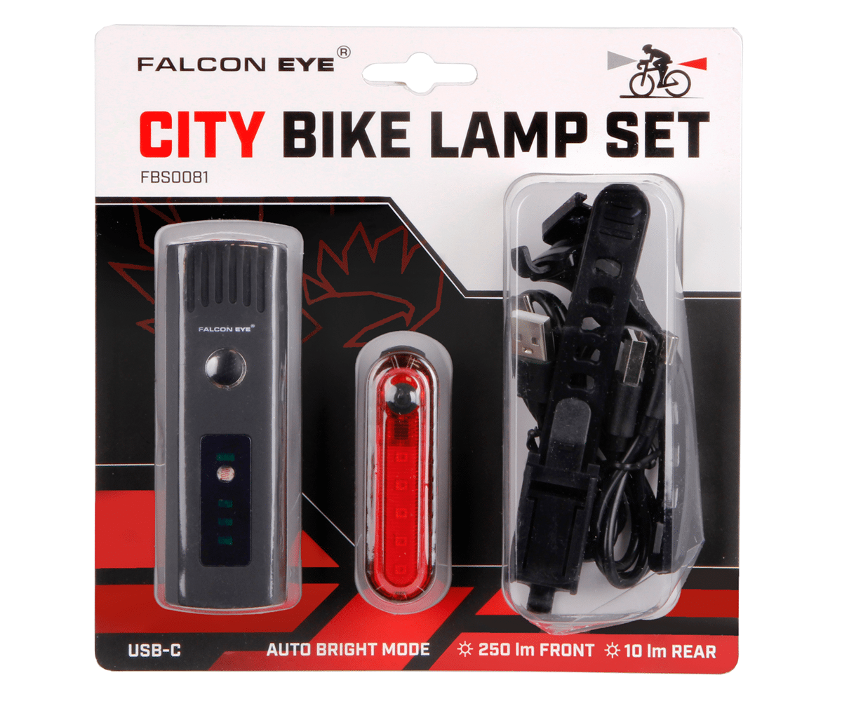 Zestaw lamp rowerowych Falcon Eye CITY FBS0081 250lm/10lm  (Zdjęcie 5)