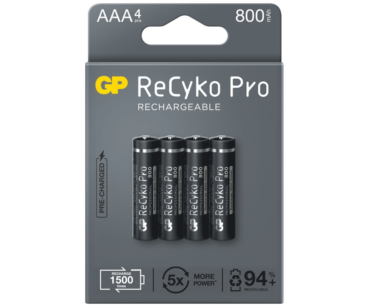 Akumulatorki GP Recyko PRO R03 AAA 800mAh (4 sztuki) (Zdjęcie 1)