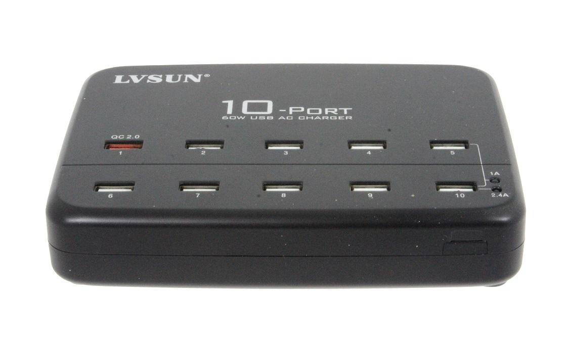 Ładowarka USB LVSUN LS-10UQ Czarna (Zdjęcie 1)