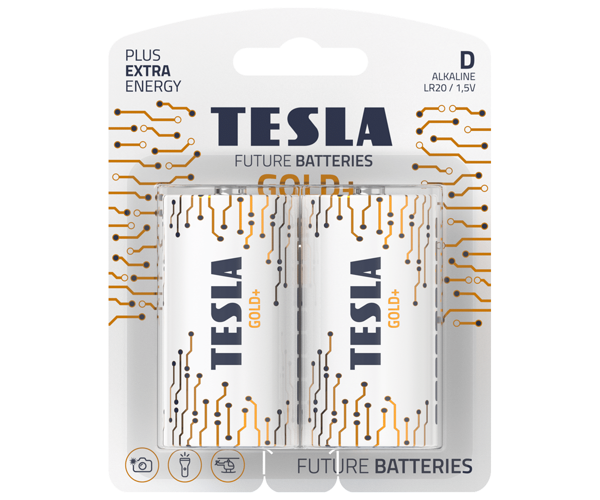 Bateria alkaliczna LR20 TESLA GOLD+ 1,5V (Zdjęcie 1)
