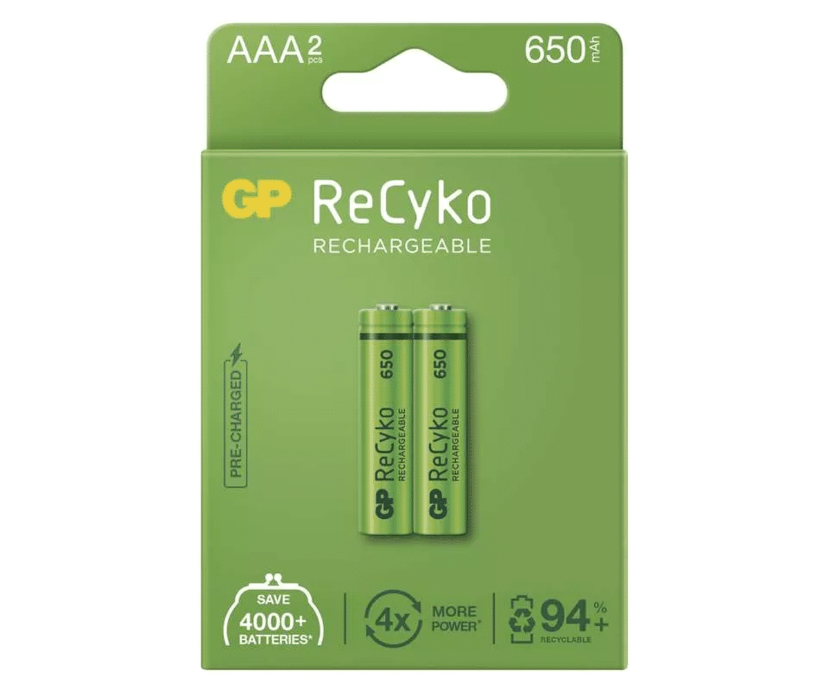 Akumulatorki GP Recyko R03 AAA 650mAh (2 sztuki)