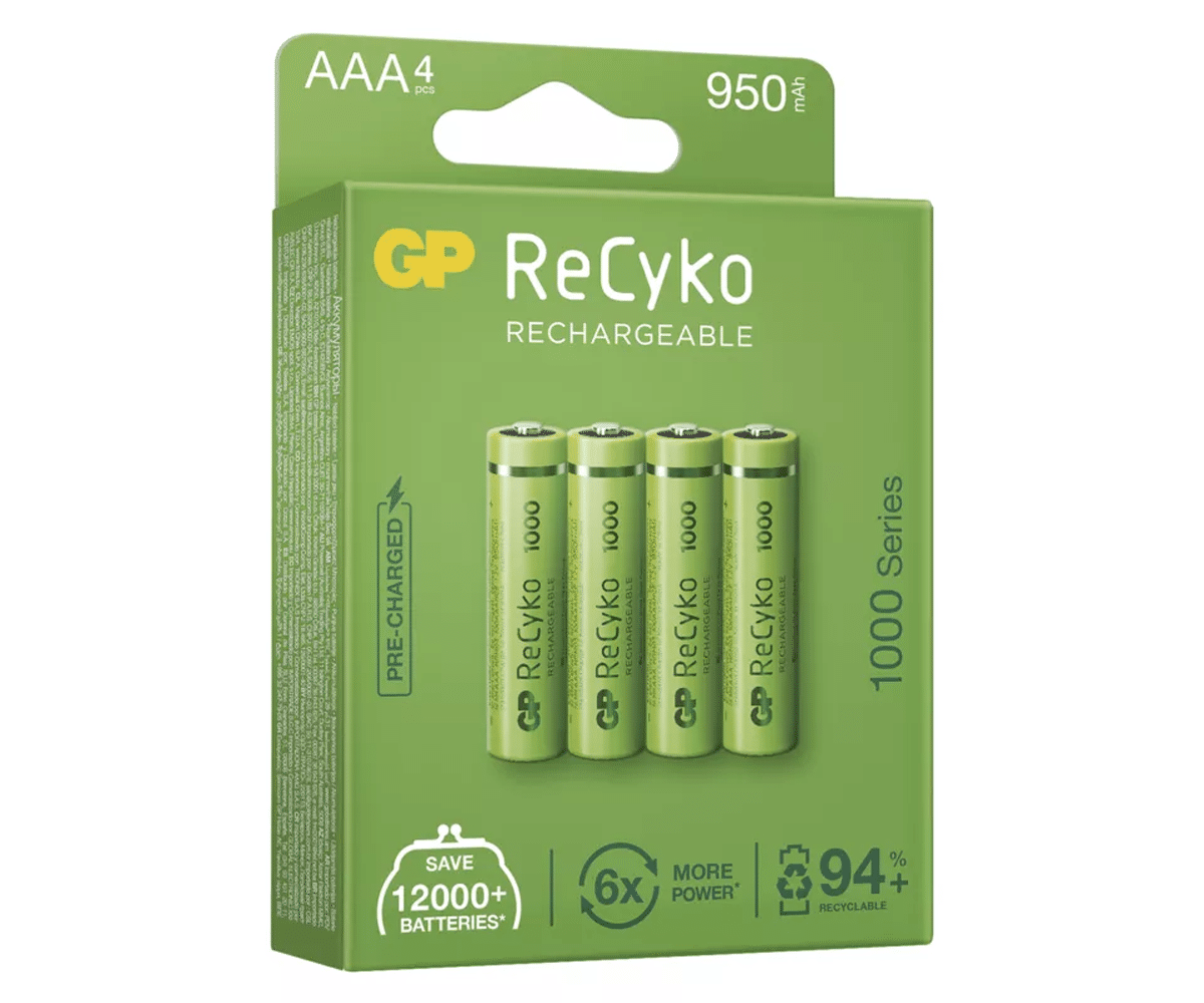 Akumulatorki GP Recyko R03 AAA 950mAh (4 sztuki) (Zdjęcie 3)
