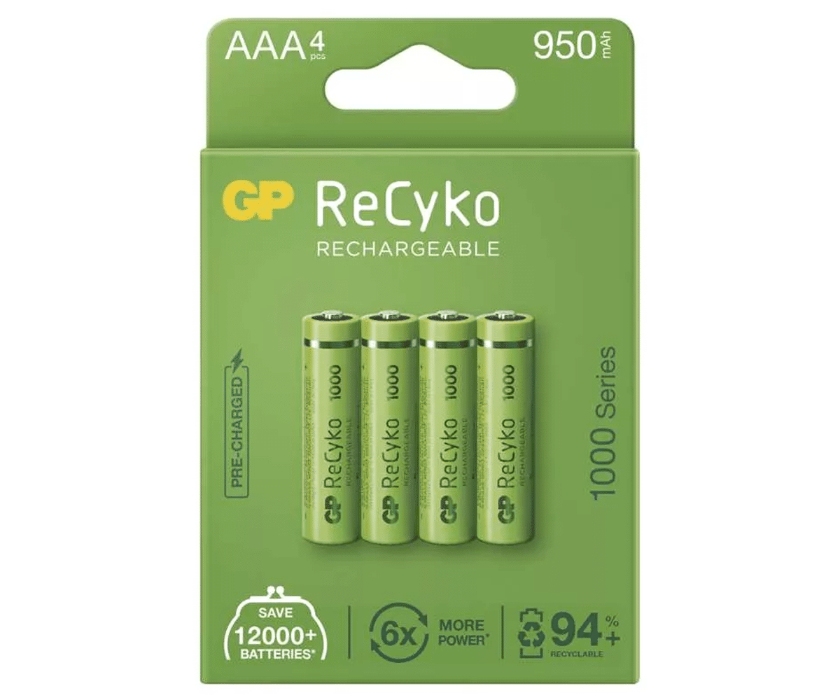 Rechargeable Battery GP Recyko R03 AAA 950mAh (4 pieces) (Photo 1)
