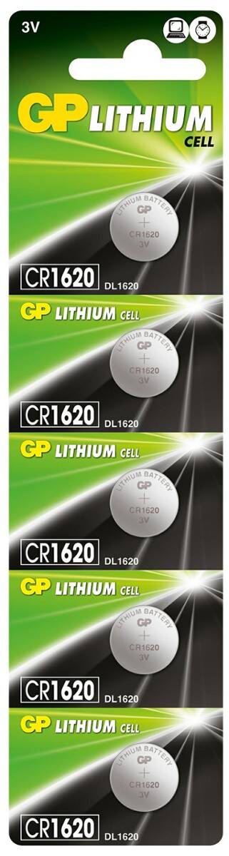 GP CR1620 Lithium Battery (5 pieces) (Photo 1)