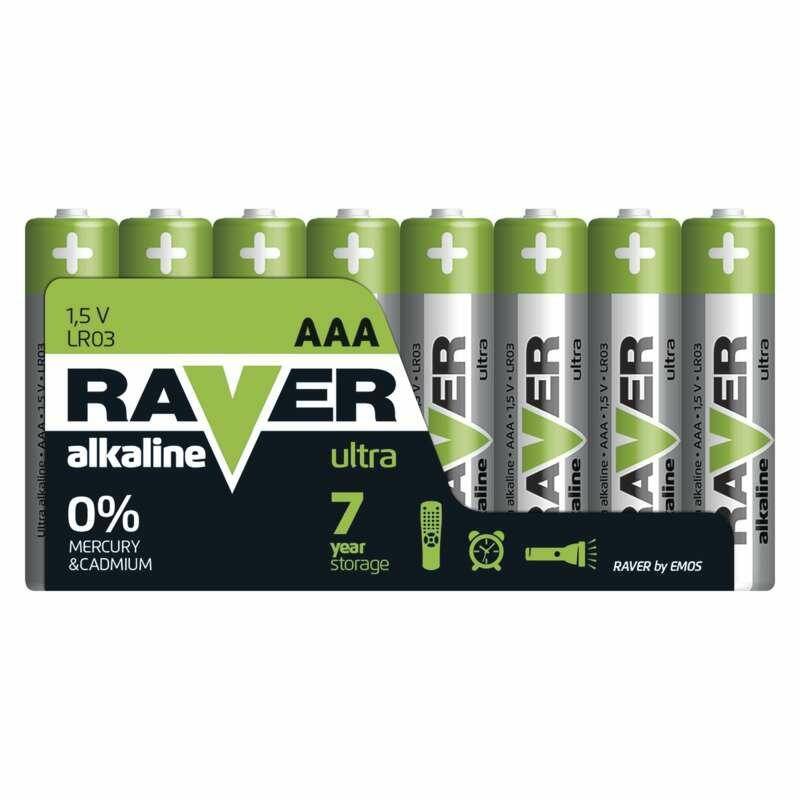 Bateria alkaliczna LR03 AAA RAVER (8 sztuk)